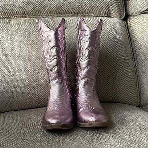 Girls pink metallic cowboy boots… worn once!